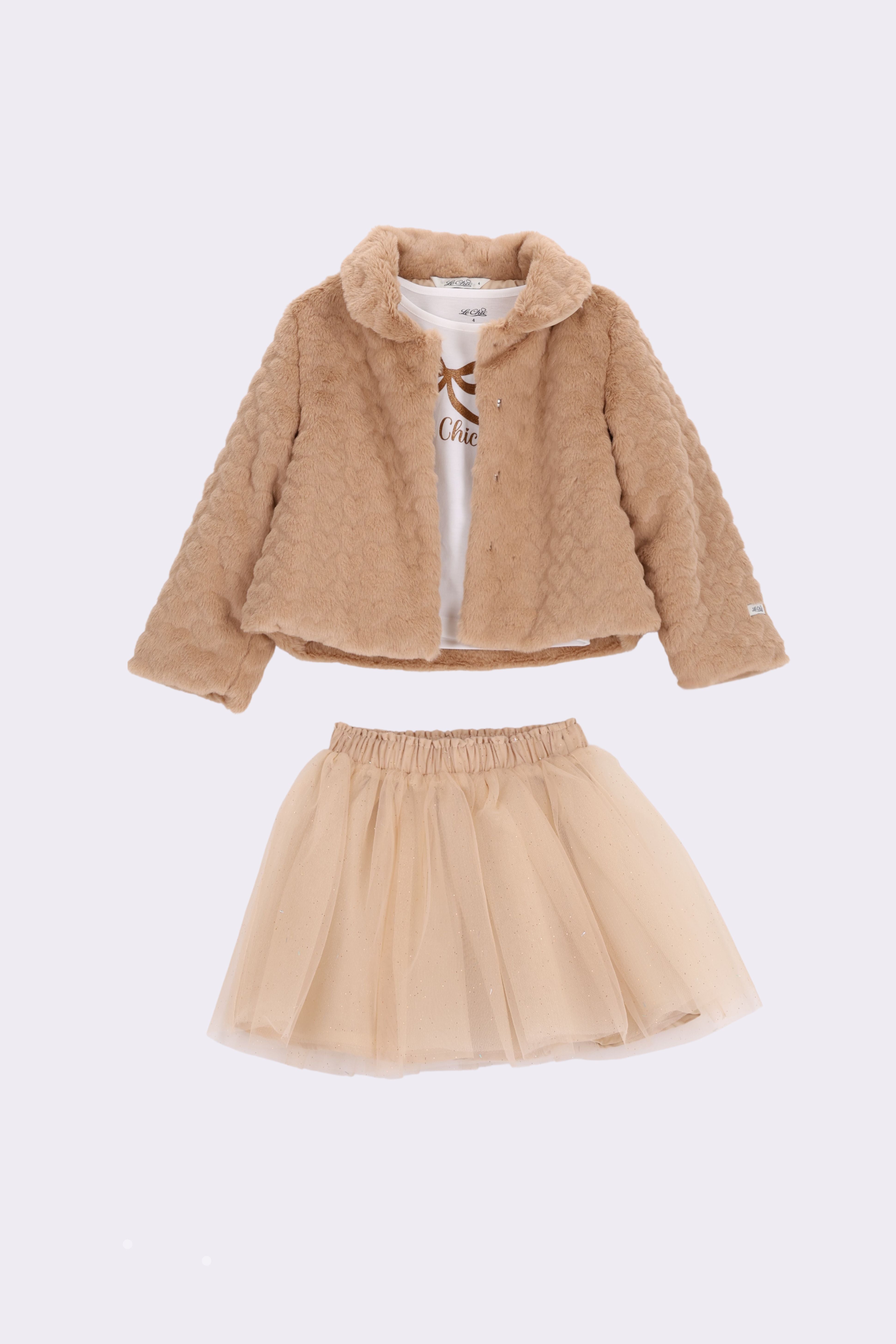 BAYA 3pc set Caramel Heart (jacket, tee, skirt)