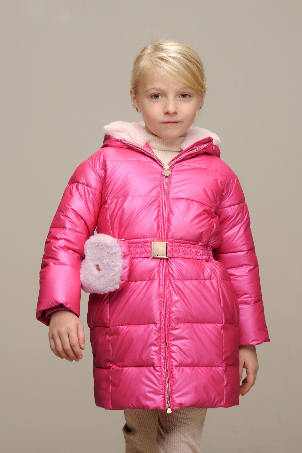 ♥ BIRDO ♥ furry bag & belt coat *Tickle Me Pink*