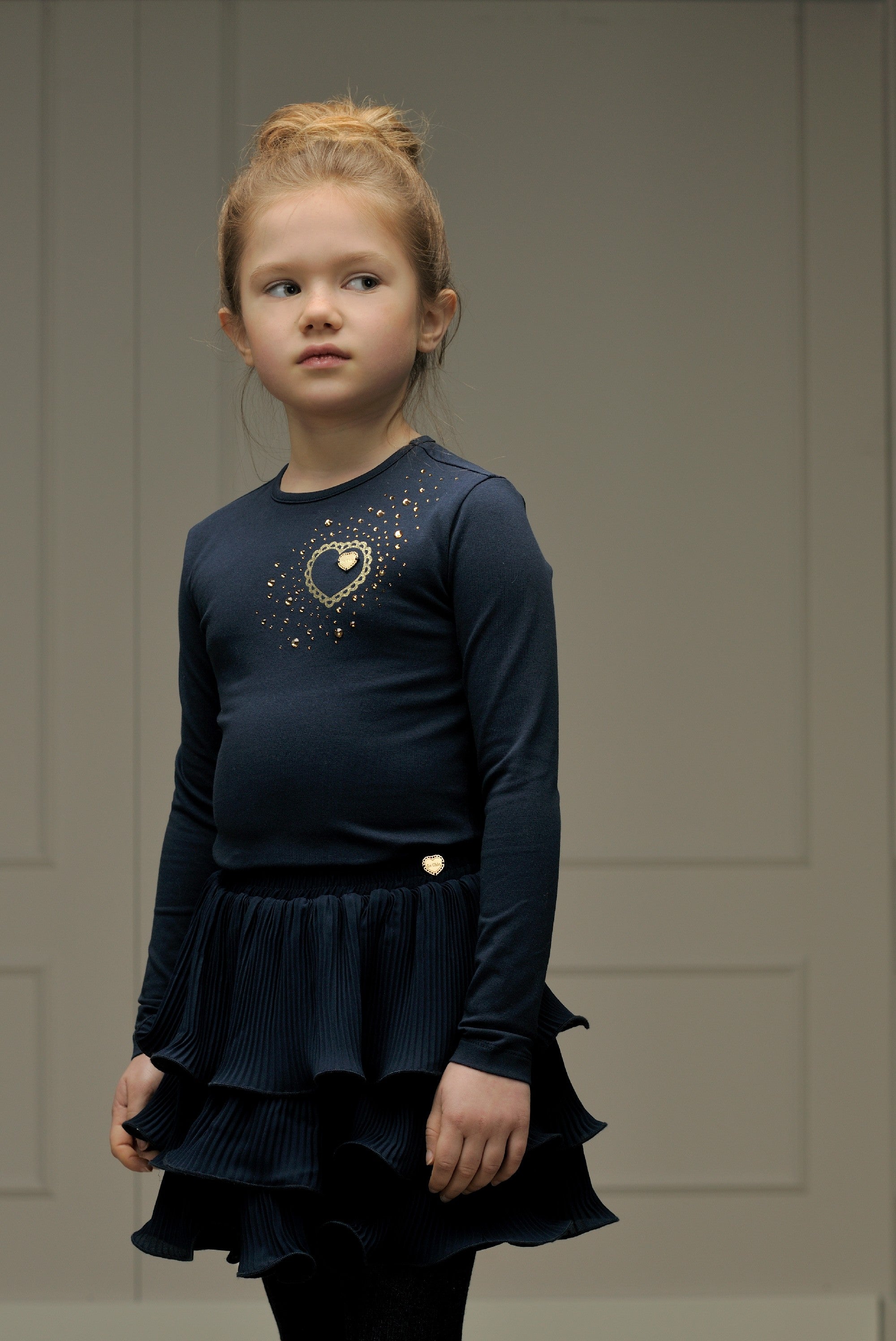 ♥ NORMA ♥ rhinestone heart T-shirt *Blue Navy*