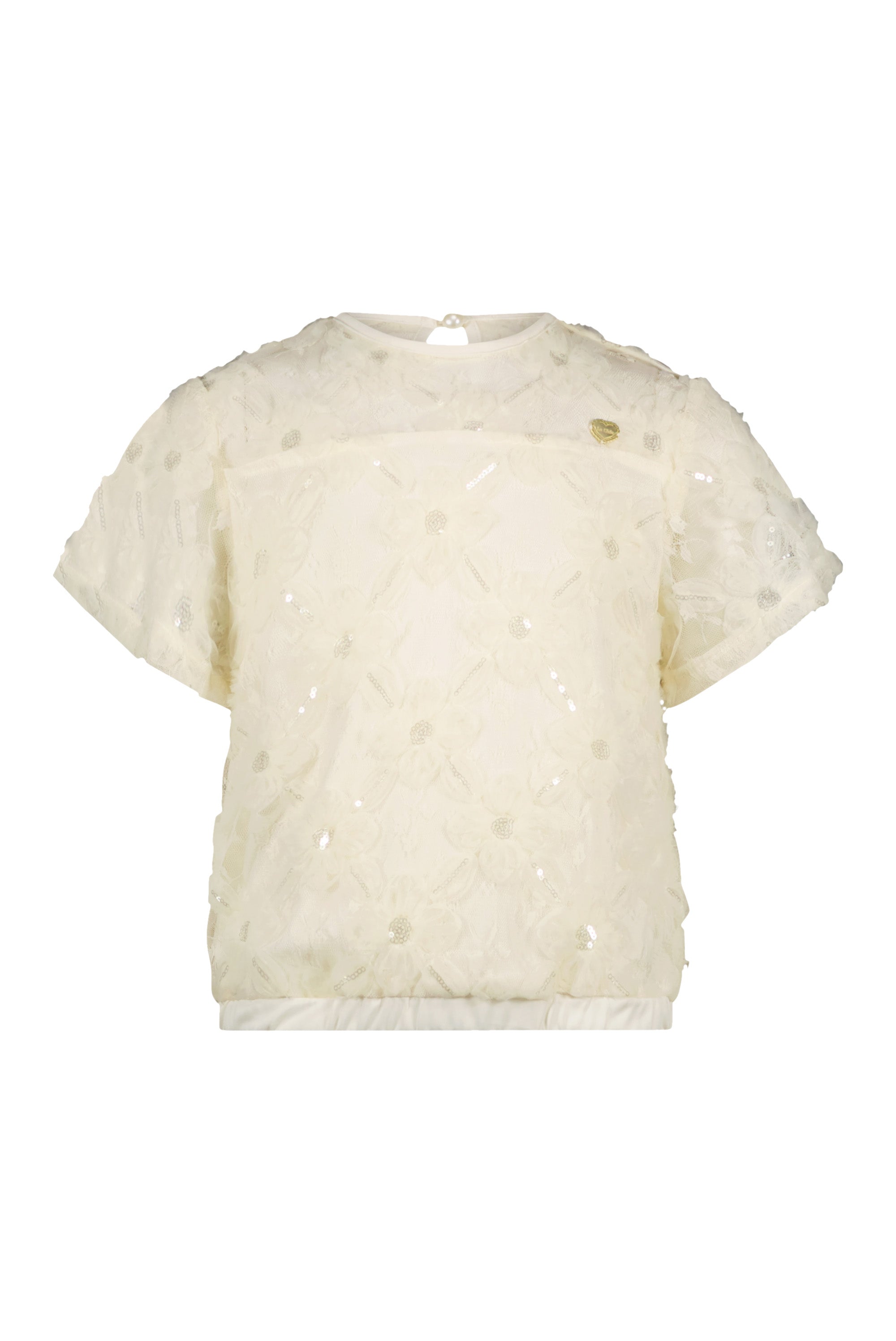 EARLYNE flower-net top Dreamy Creamy