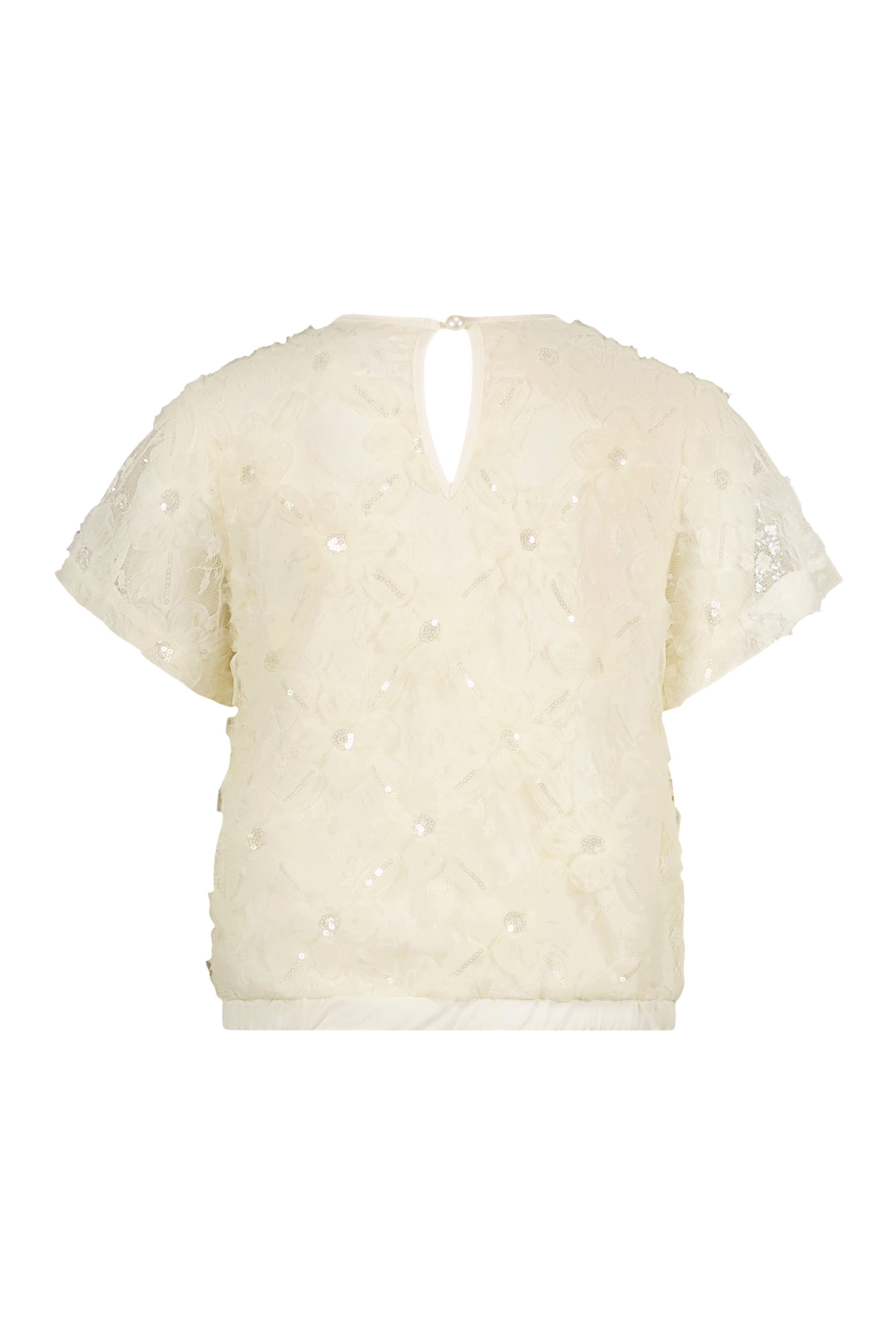EARLYNE flower-net top Dreamy Creamy