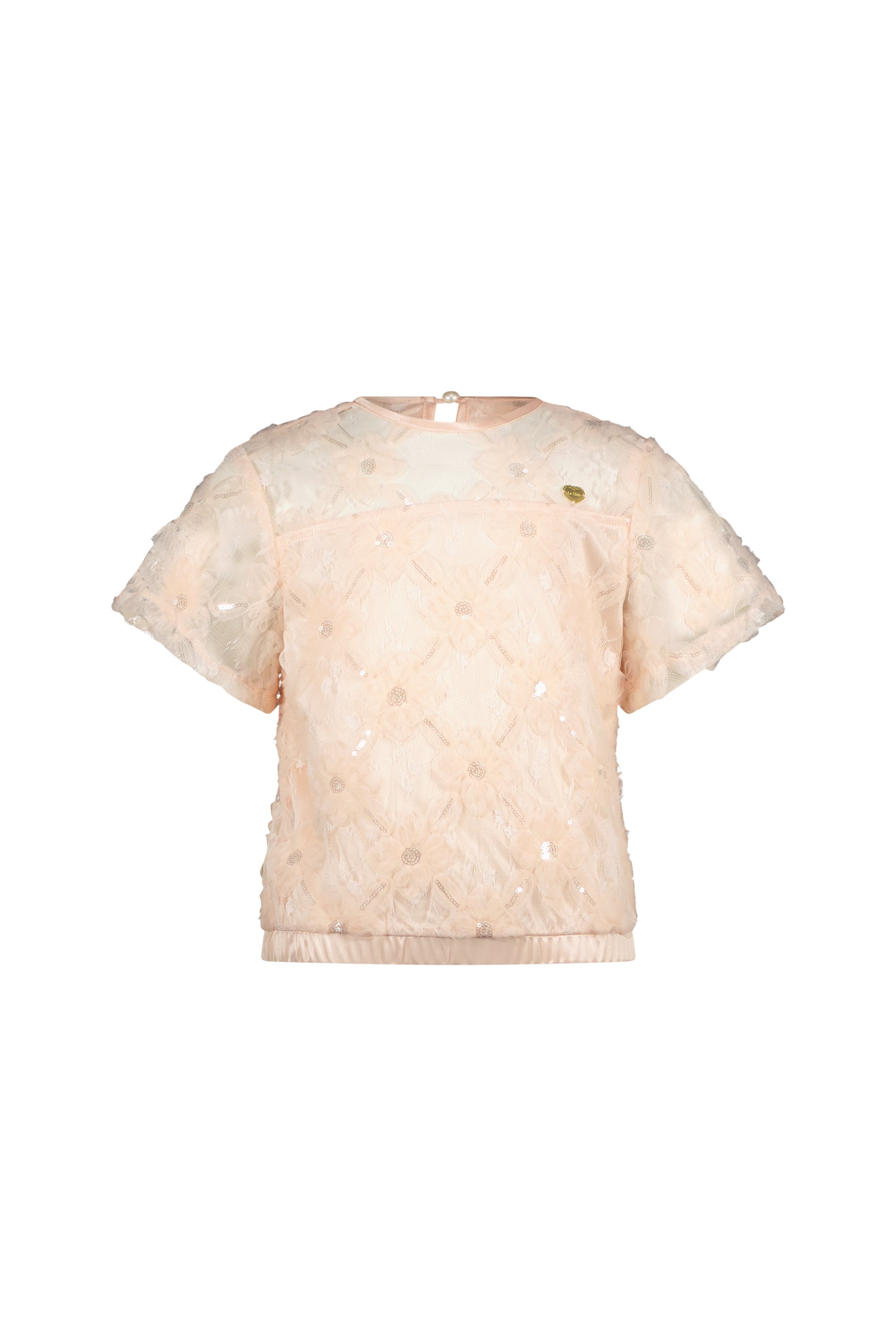 EARLYNE flower-net top Pinky Promise