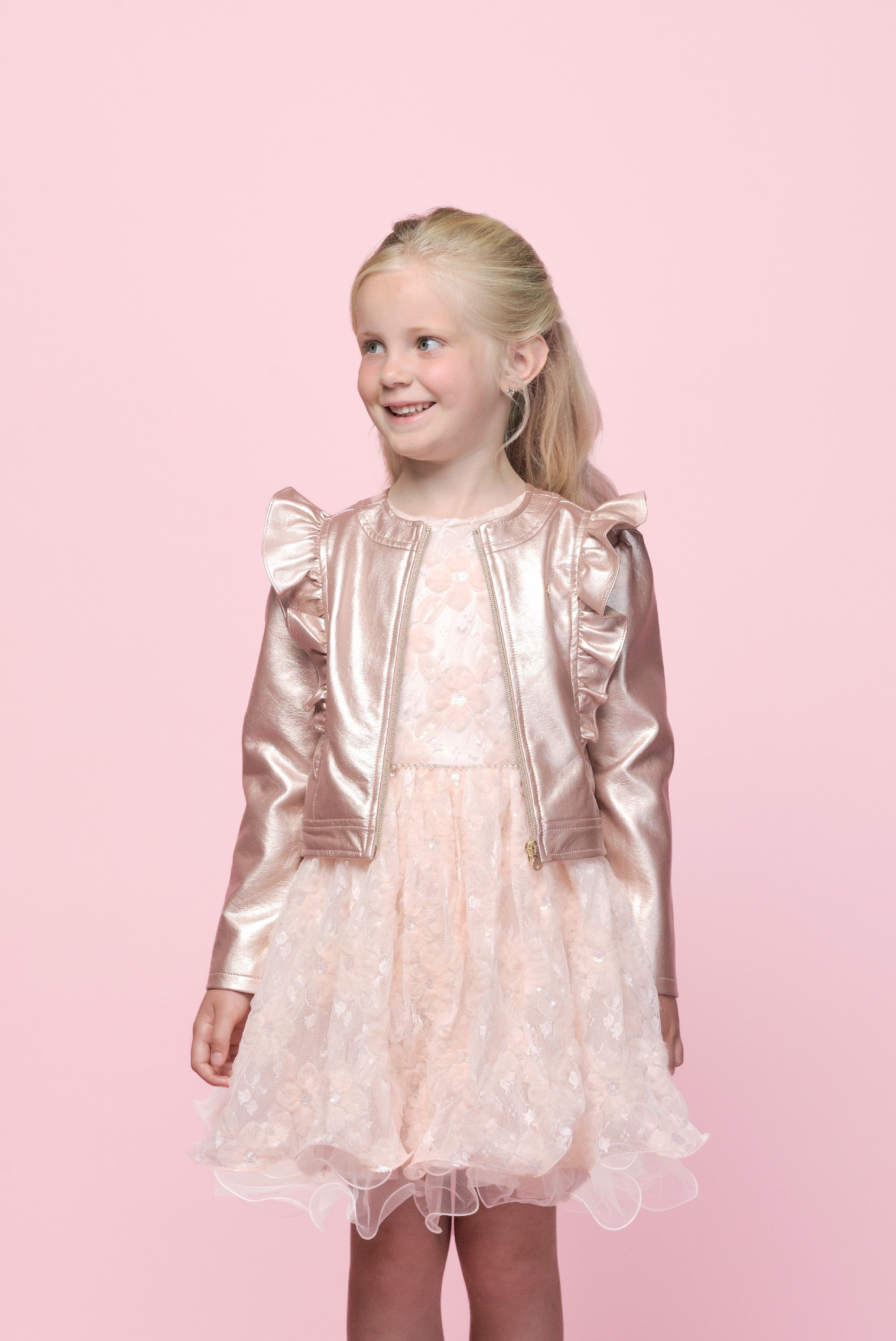♥AMORE♥ faux leather jacket *Metallic Blush*