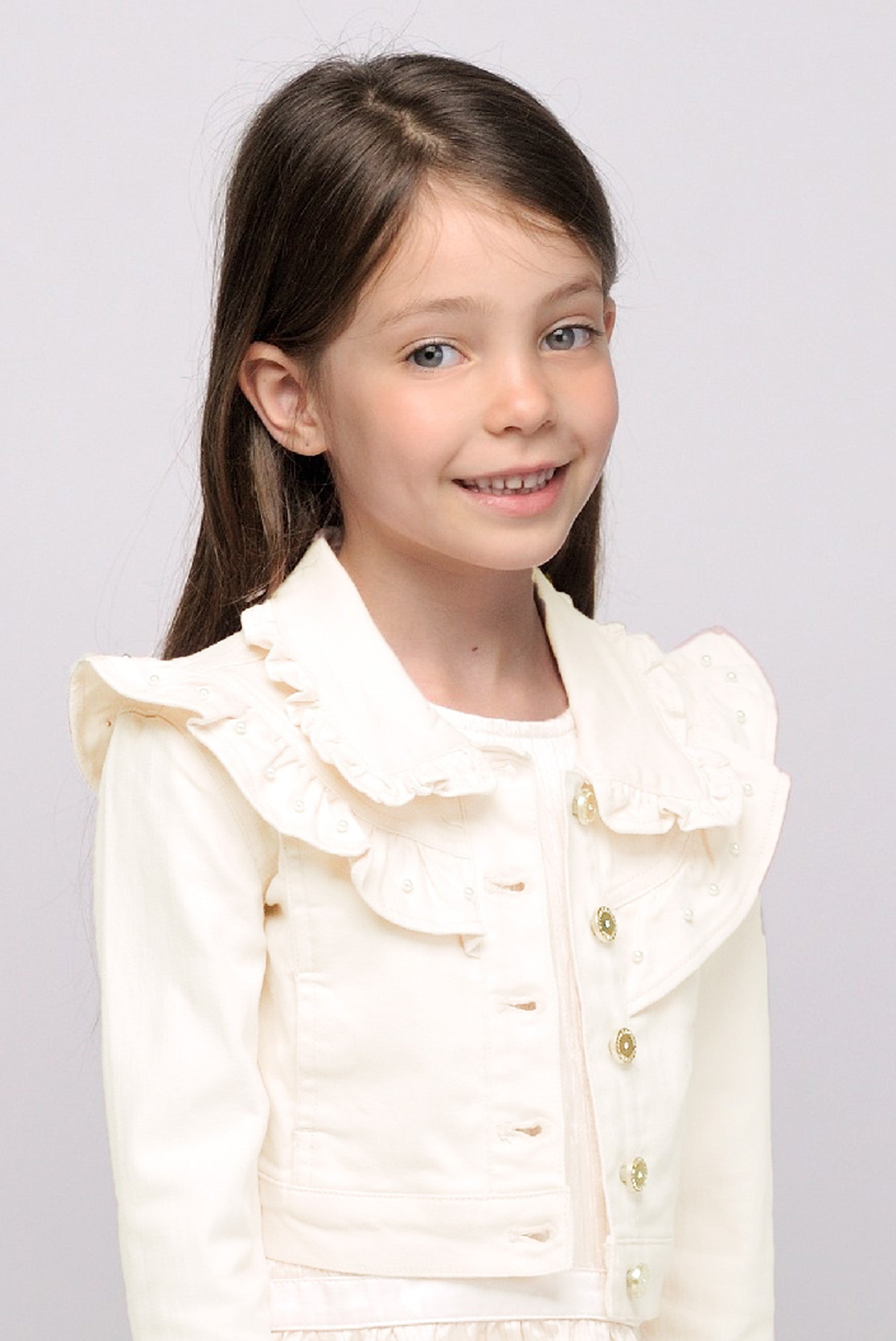 ALYSUM ruffle denim jacket Pearled Ivory