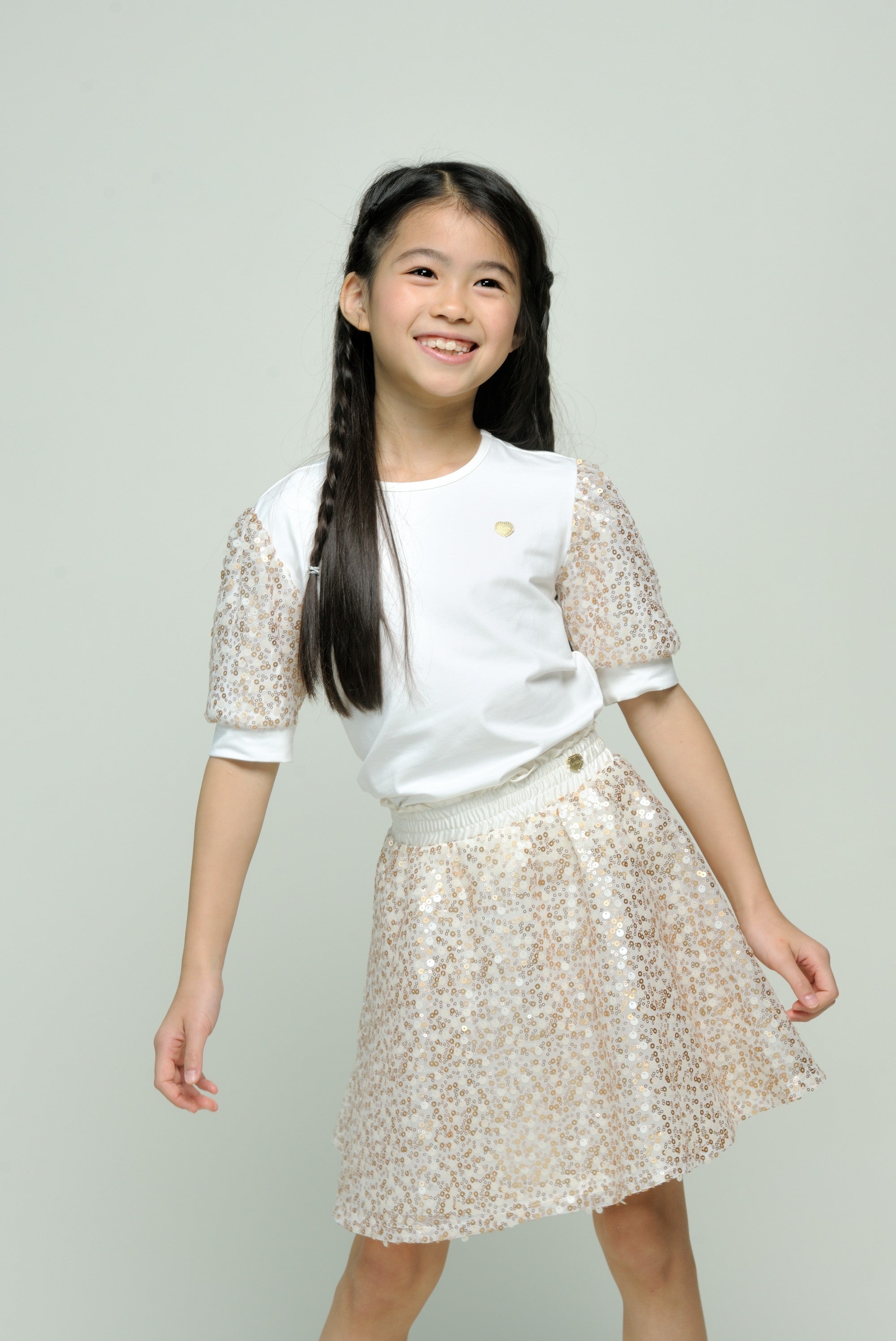♥NOSHANY♥ ombre-sequins T-shirt *Off White*