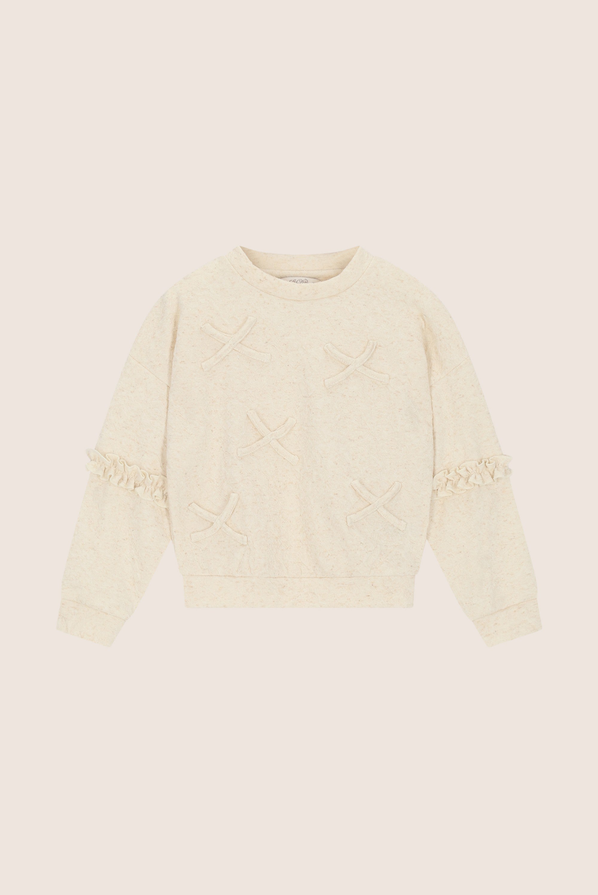 OVA sweater met kleine strikjes - Beige Melee