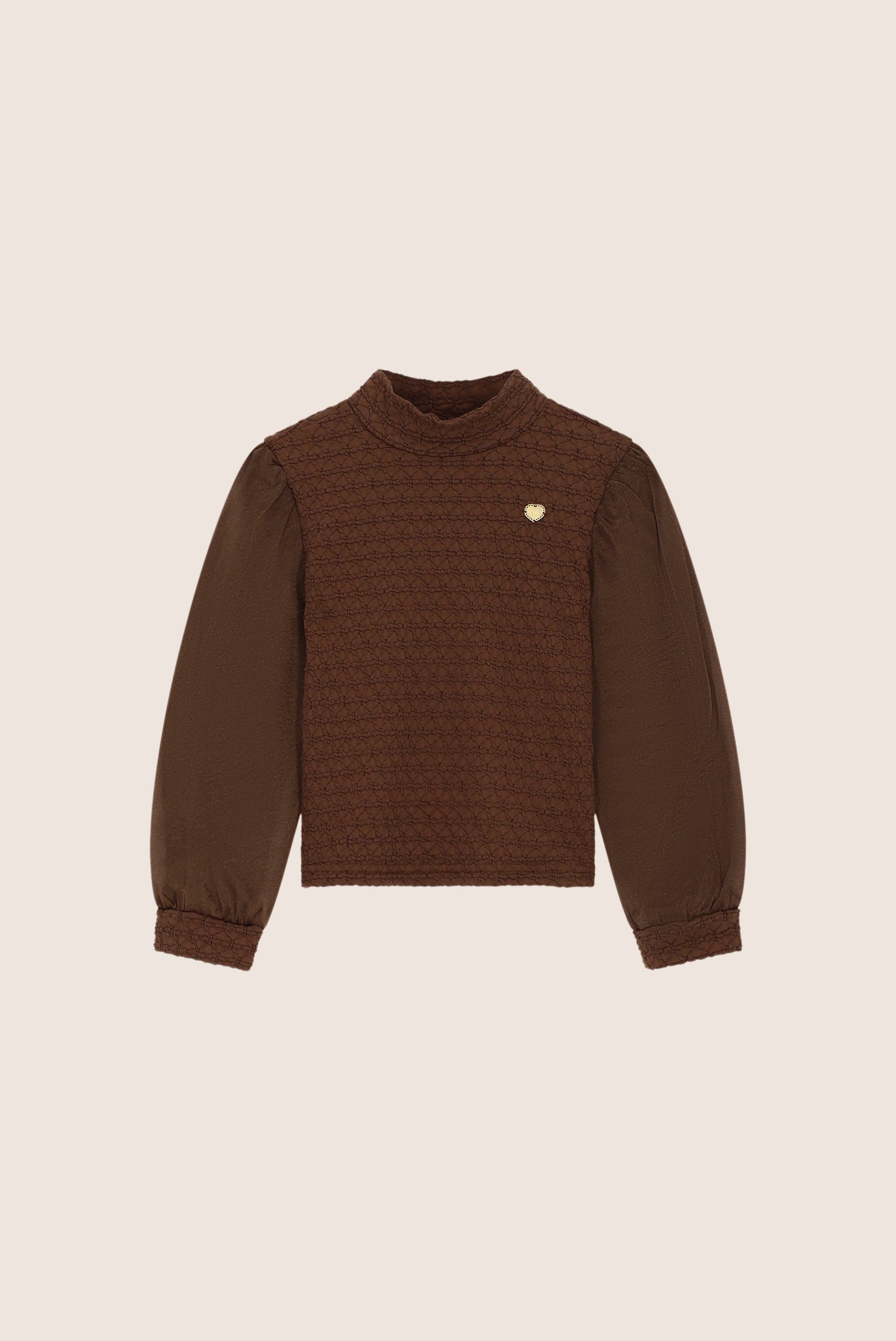 NOX top met voile pofmouwen - Chocolate Chip