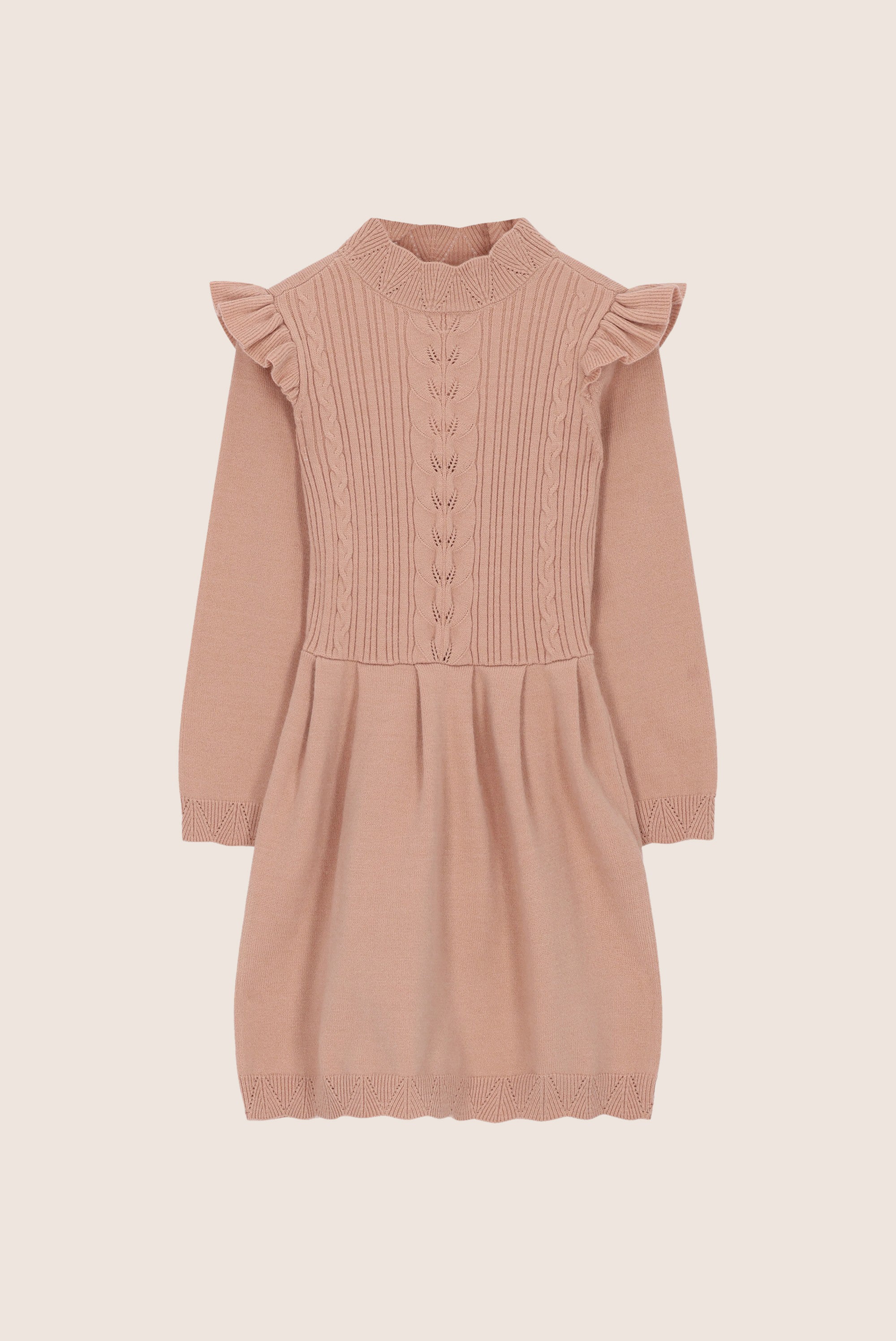 SAGE ajour gebreide jurk - Victorian Pink