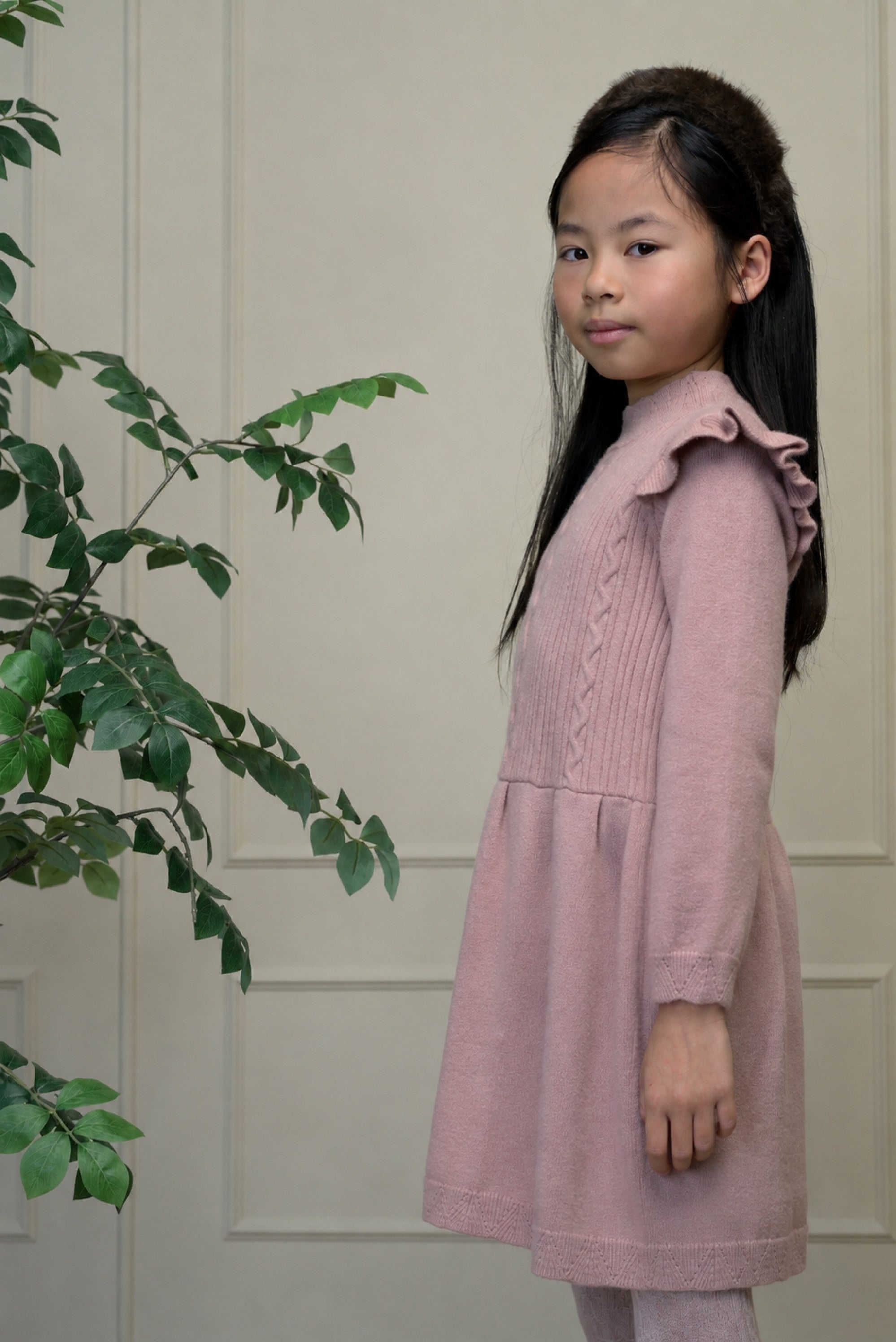 SAGE ajour gebreide jurk - Victorian Pink