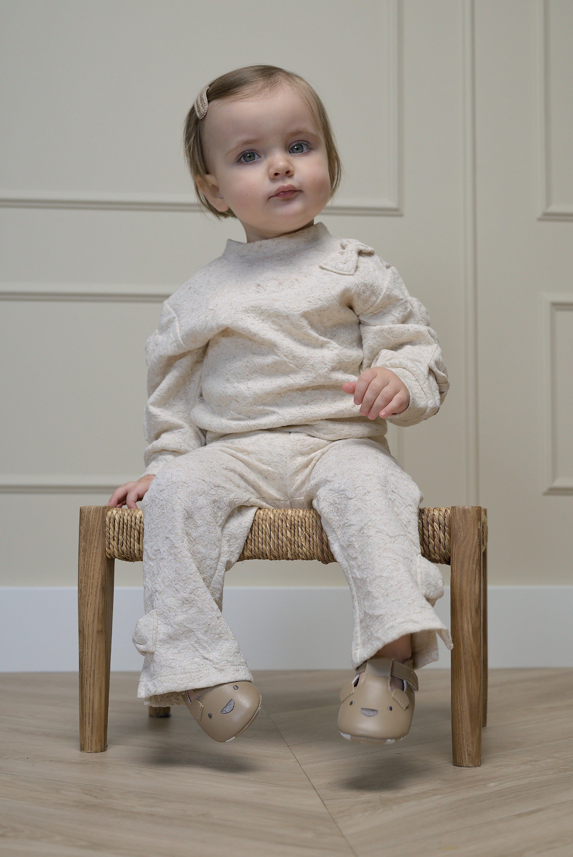 OVY sweater met strikken - Beige Melee