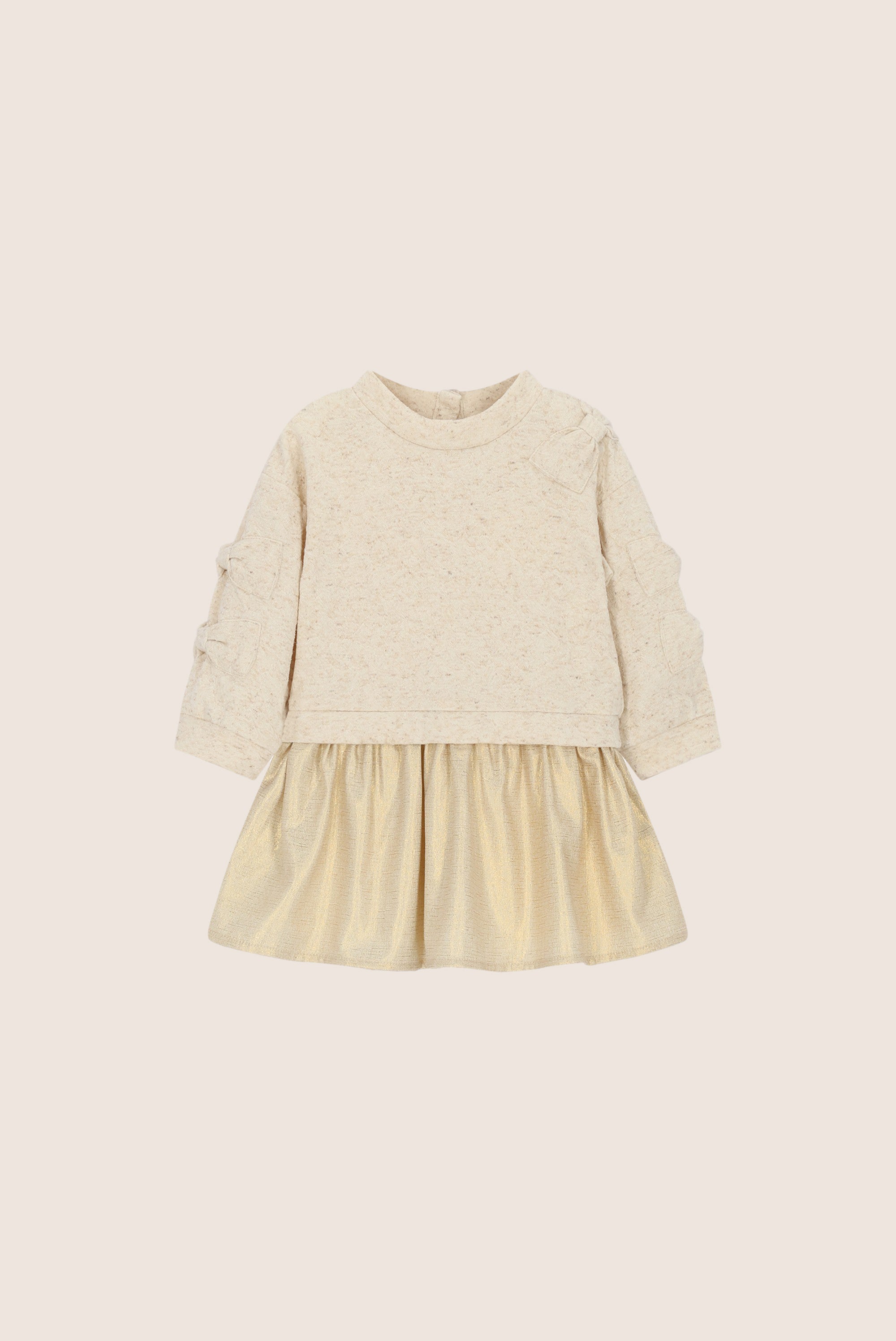 SABY combi jurkje met strikken - Beige Melee