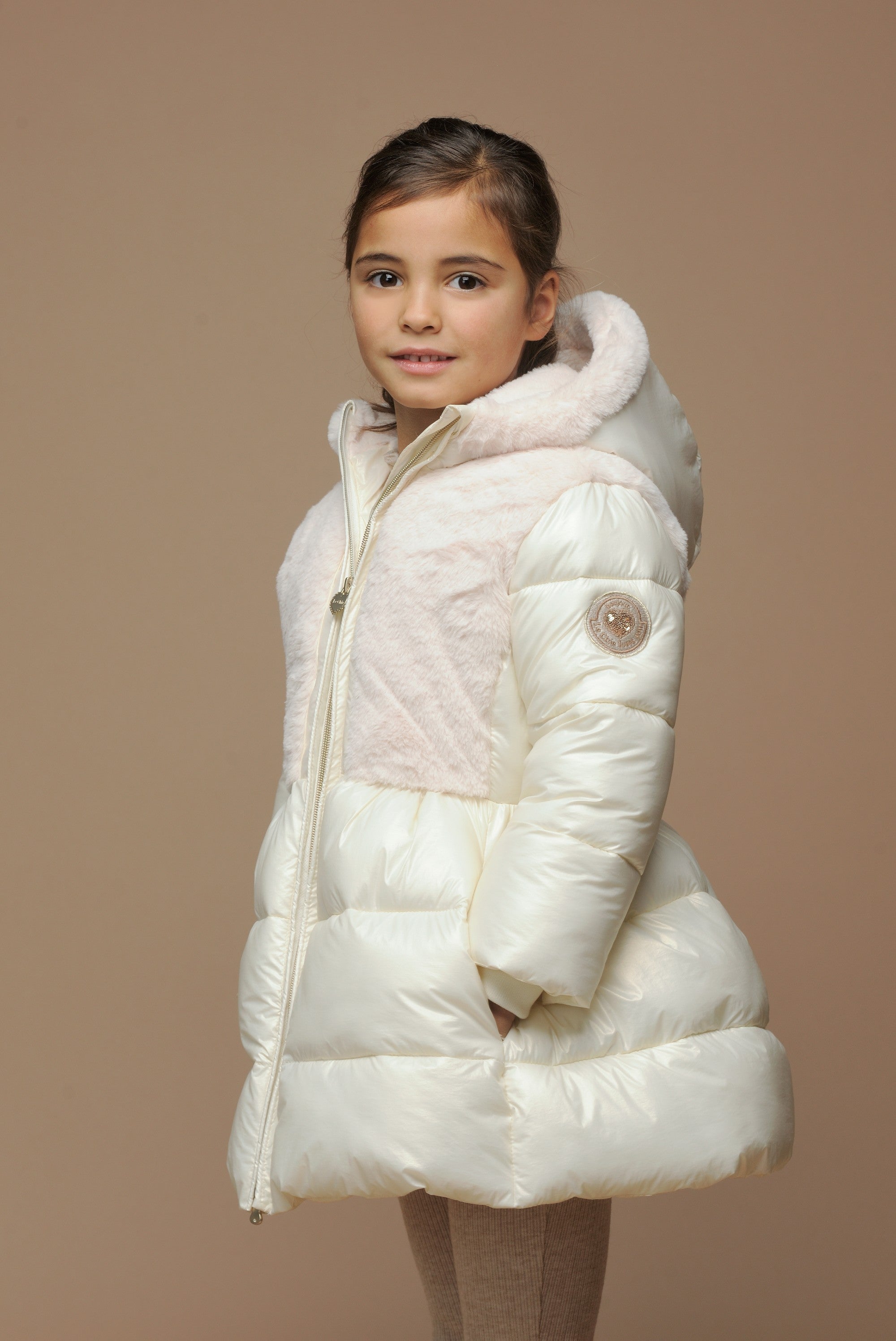 ♥ BLOOM ♥ winterjas met bont-lijf *Off-White*
