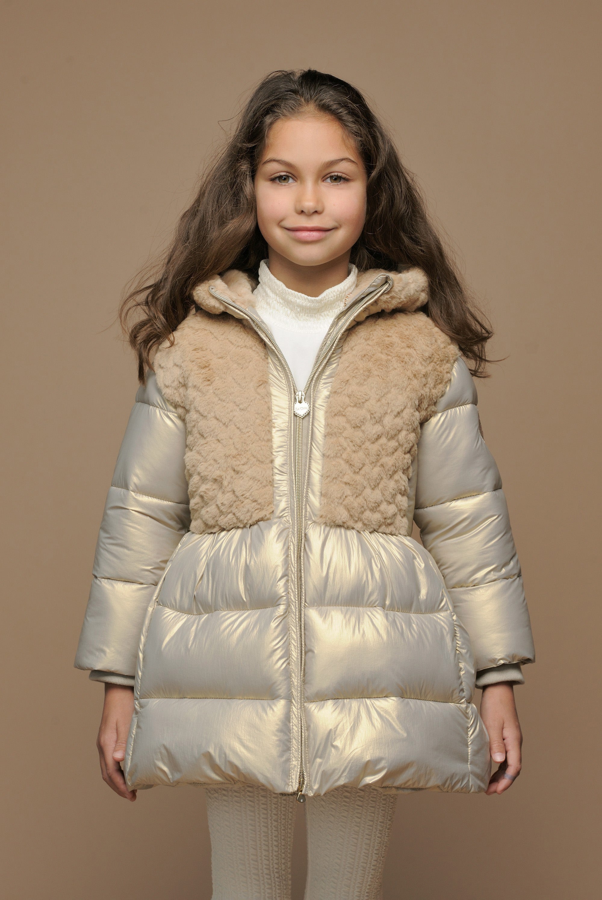 ♥ BLOOM ♥ winterjas met bont-lijf *Beige*