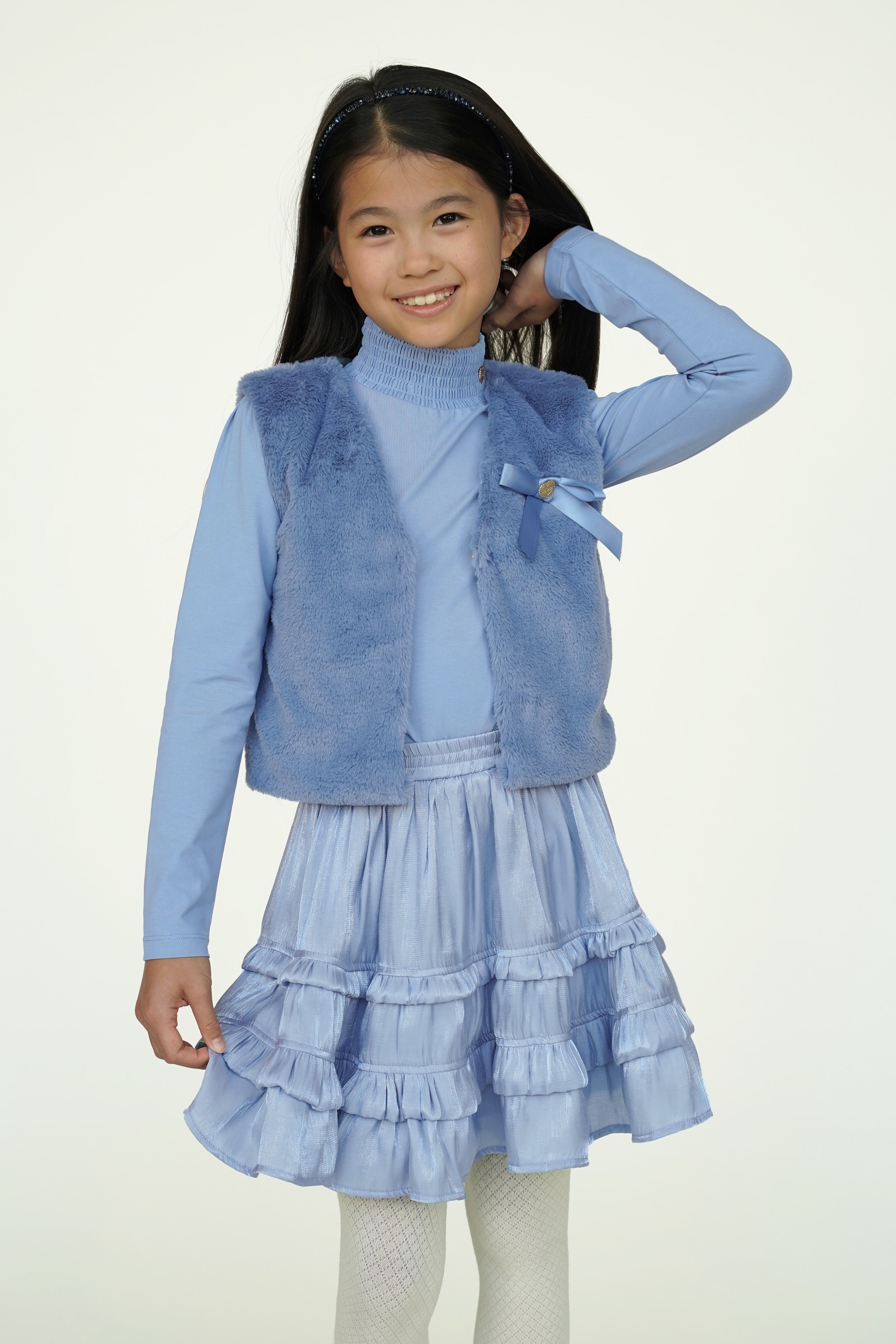♥ THAMSIN ♥ rok met ruches *Blauw*