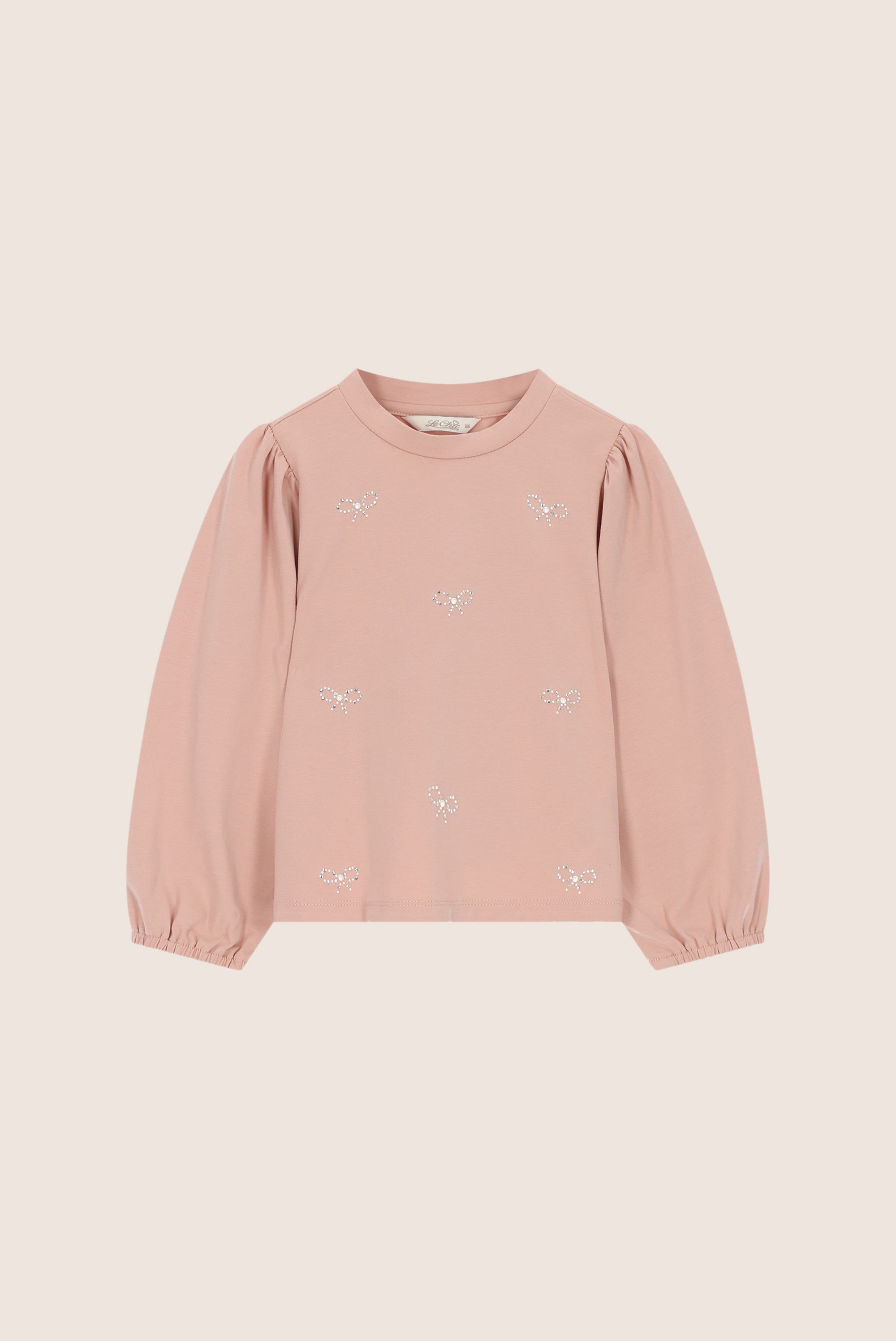 NOOR top met strass strikjes - Victorian Pink
