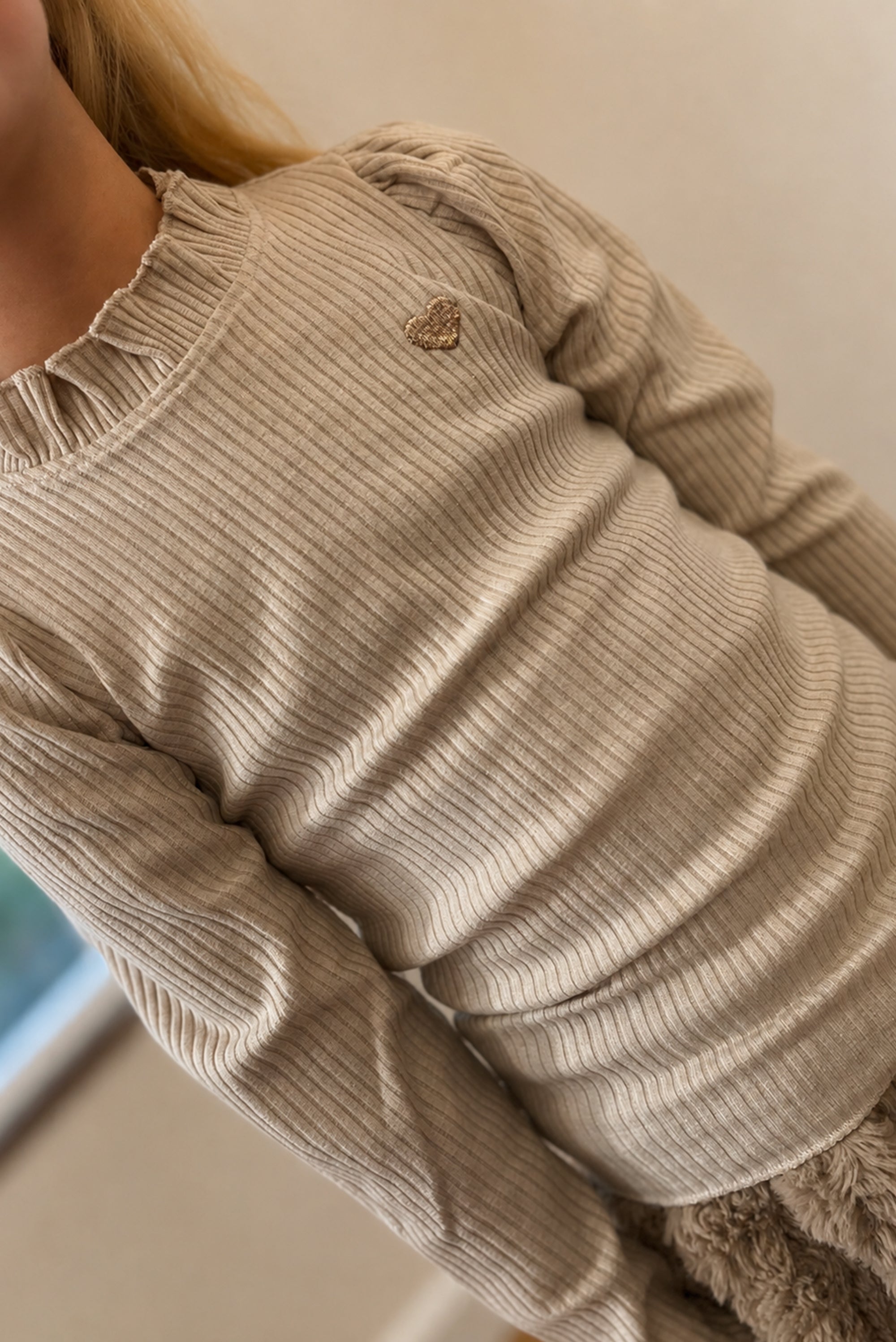 NOVA rib longsleeve - Beige Melee