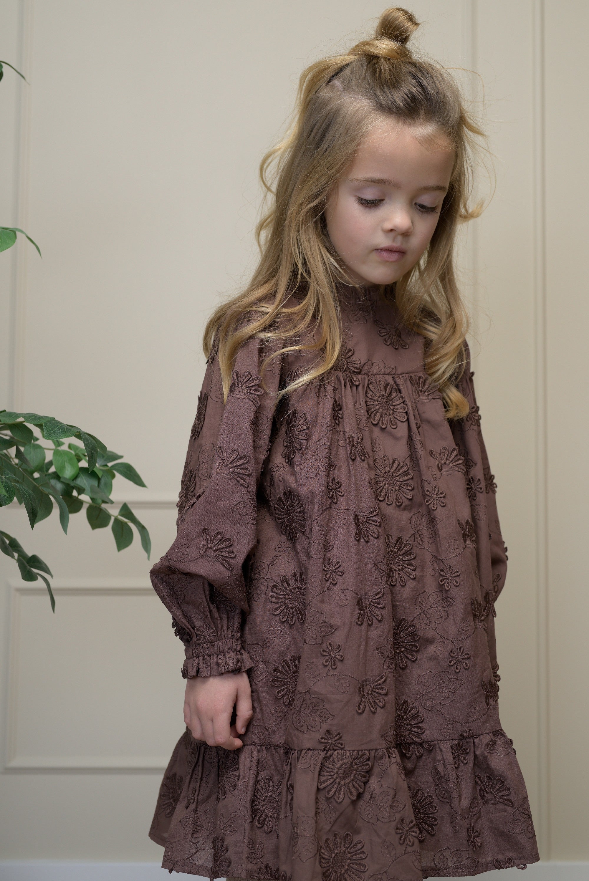STELLA choco bloemen jurk - Chocolate Chip