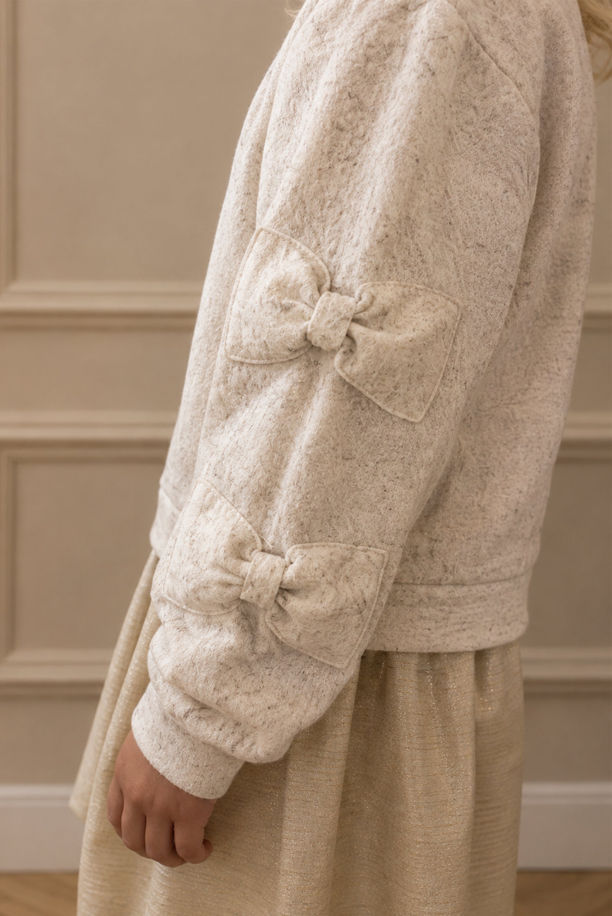 SABOW combi jurk met strikken - Beige Melee