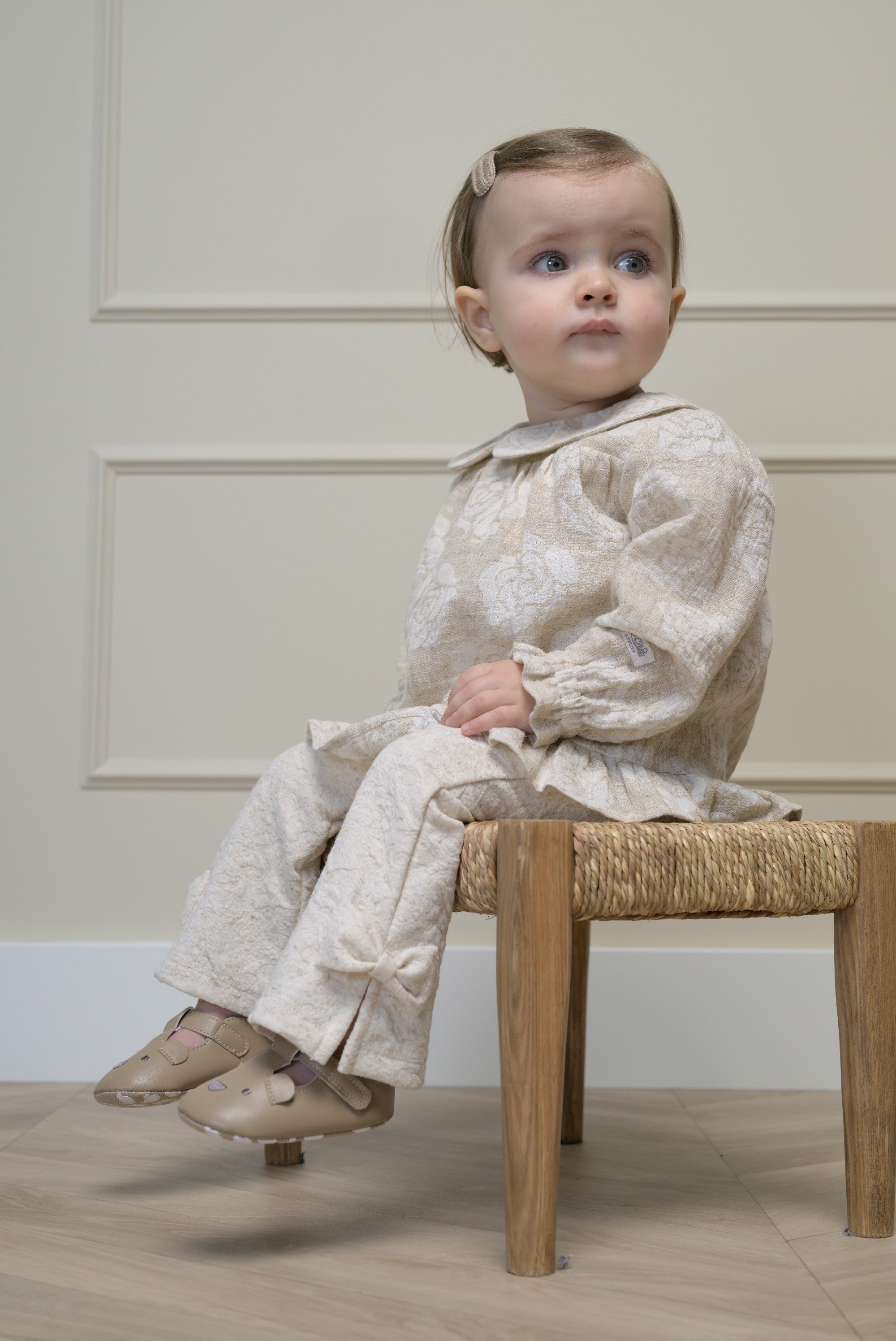 DARY flared broekje met strikken - Beige Melee